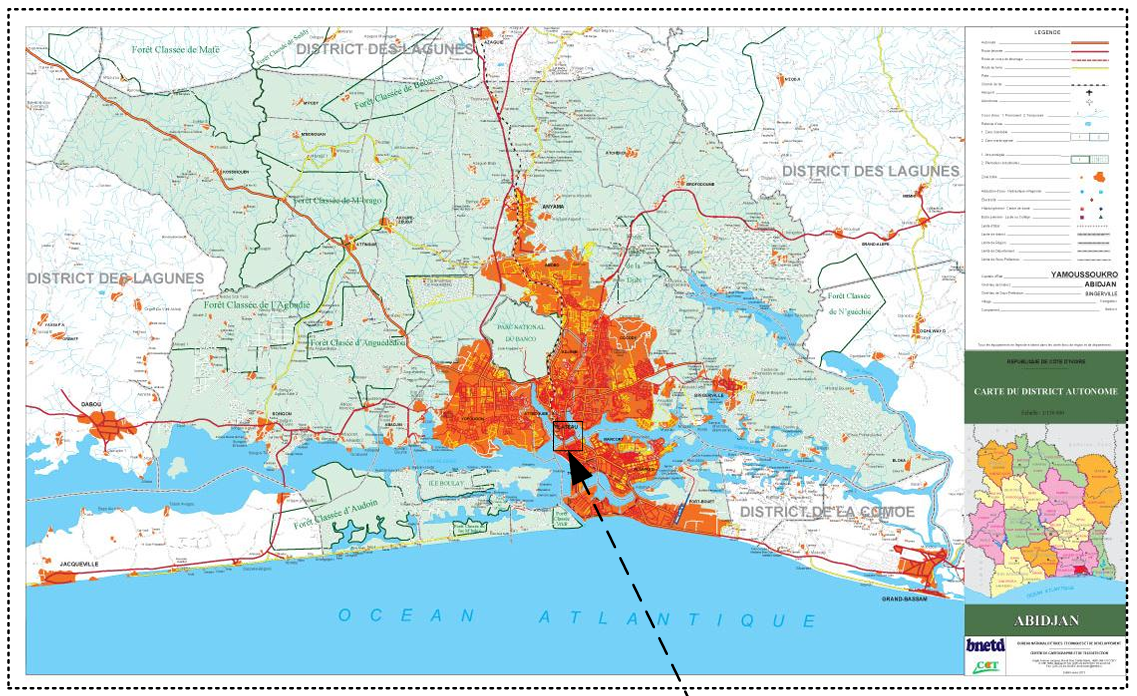 CARTE DISTRICT AUTONOME ABIDJAN OCCUPATION SOL 2023